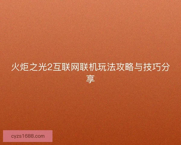 火炬之光2互联网联机玩法攻略与技巧分享