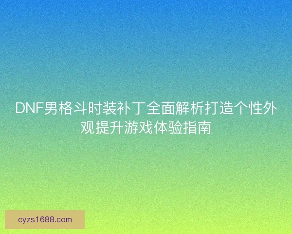 DNF男格斗时装补丁全面解析打造个性外观提升游戏体验指南