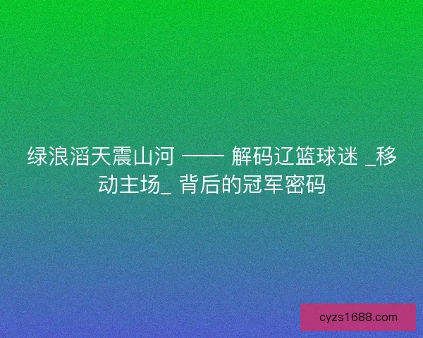 绿浪滔天震山河 —— 解码辽篮球迷 _移动主场_ 背后的冠军密码
