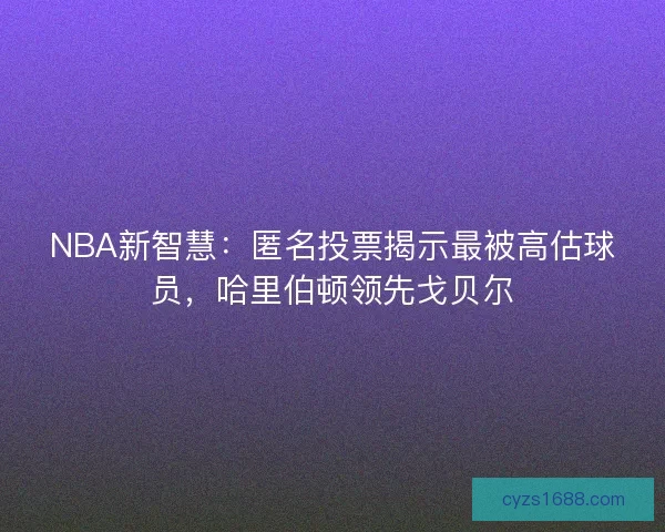 NBA新智慧:匿名投票揭示最被高估球员,哈里伯顿领先戈贝尔 NBA新智慧:匿名投票揭示最被高估球员,哈里伯顿领先戈贝尔
