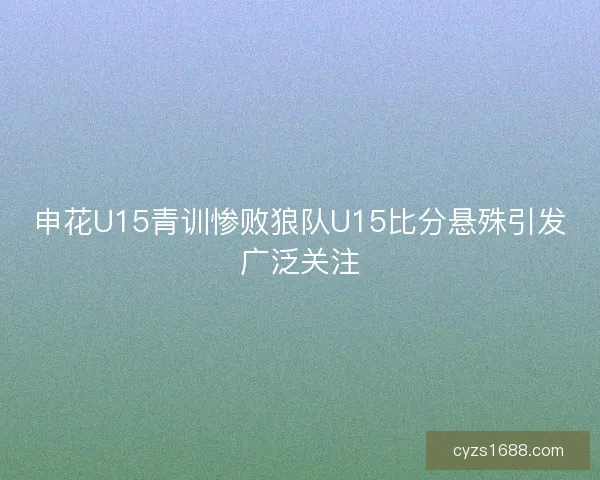 申花U15青训惨败狼队U15比分悬殊引发广泛关注